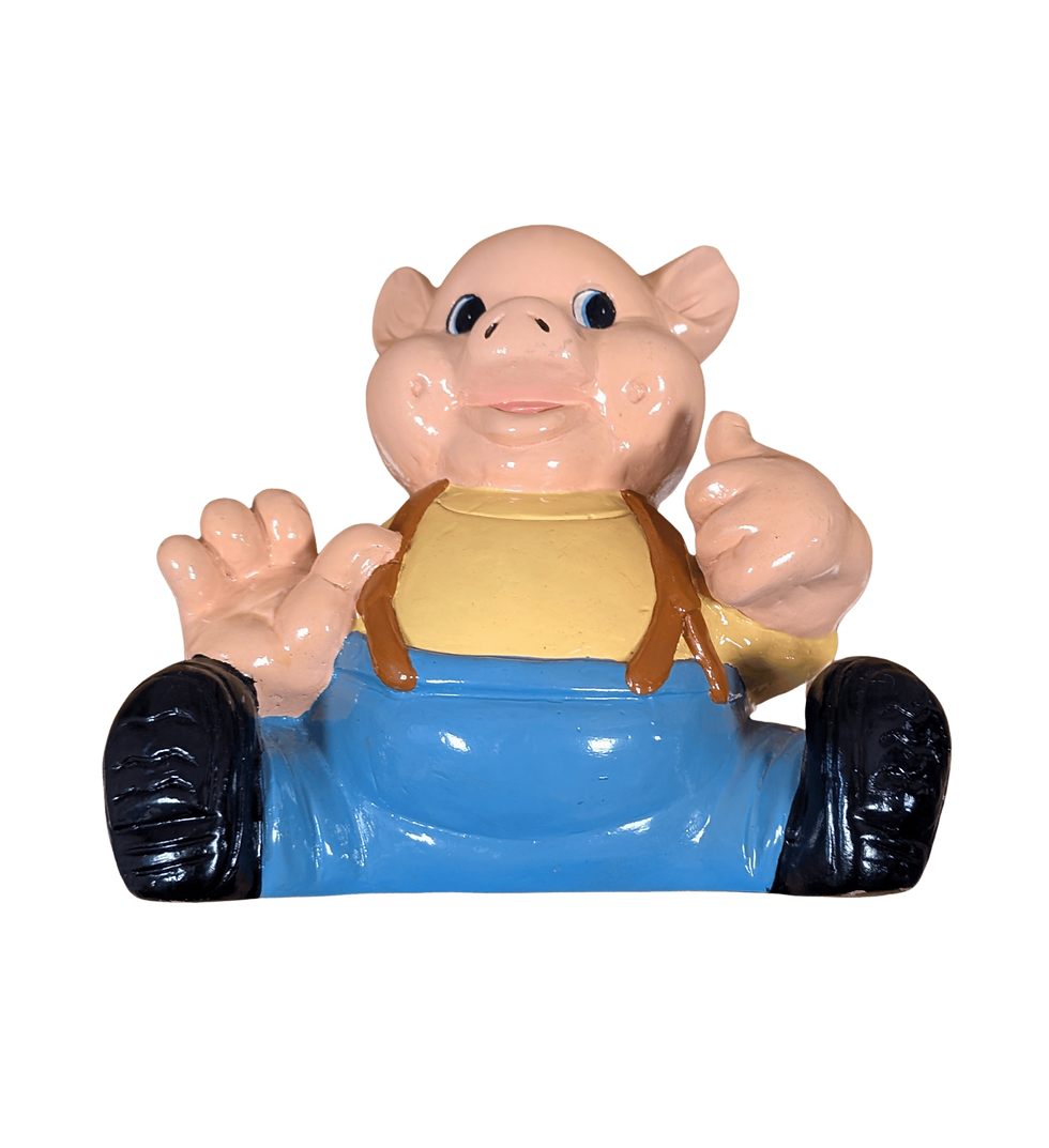 Thumbnail: ceramic cartoon piggy bank | 70s novelty money box | vintage homeware