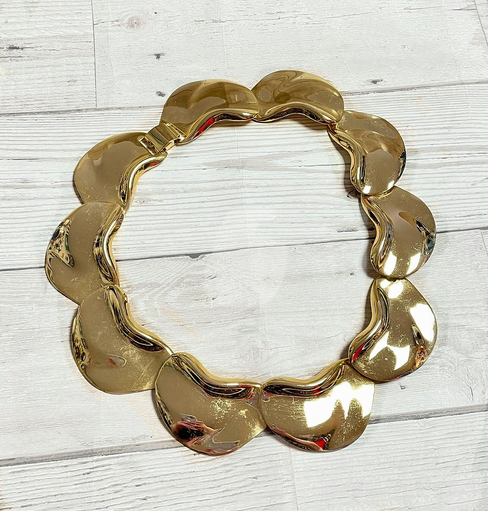 1980s Vintage Gold Metal Collar Necklace