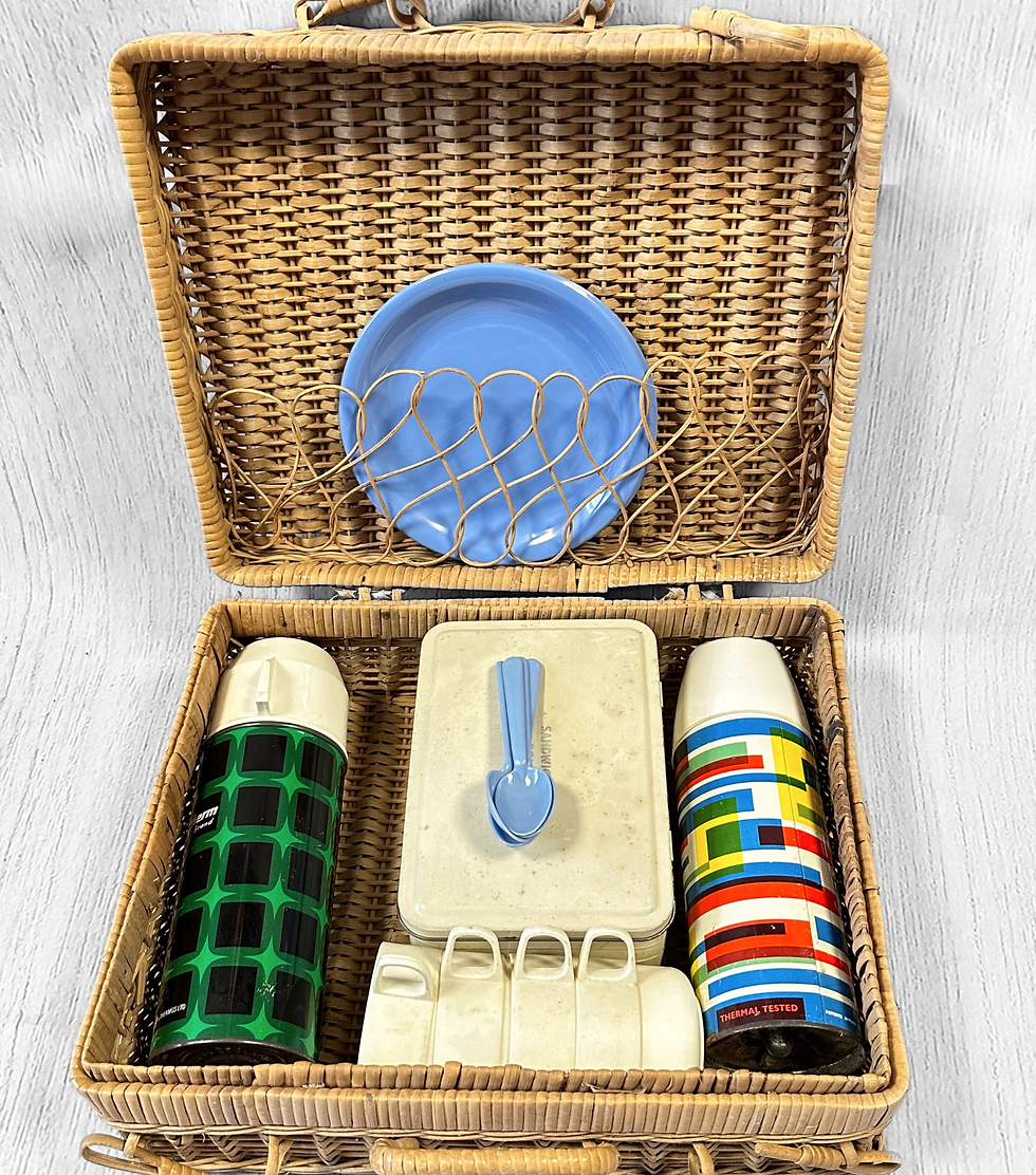 Vintage Picnic Hamper | 1960s Picnic Set | Vintage Collectables | Wicker Basket Picnic Set