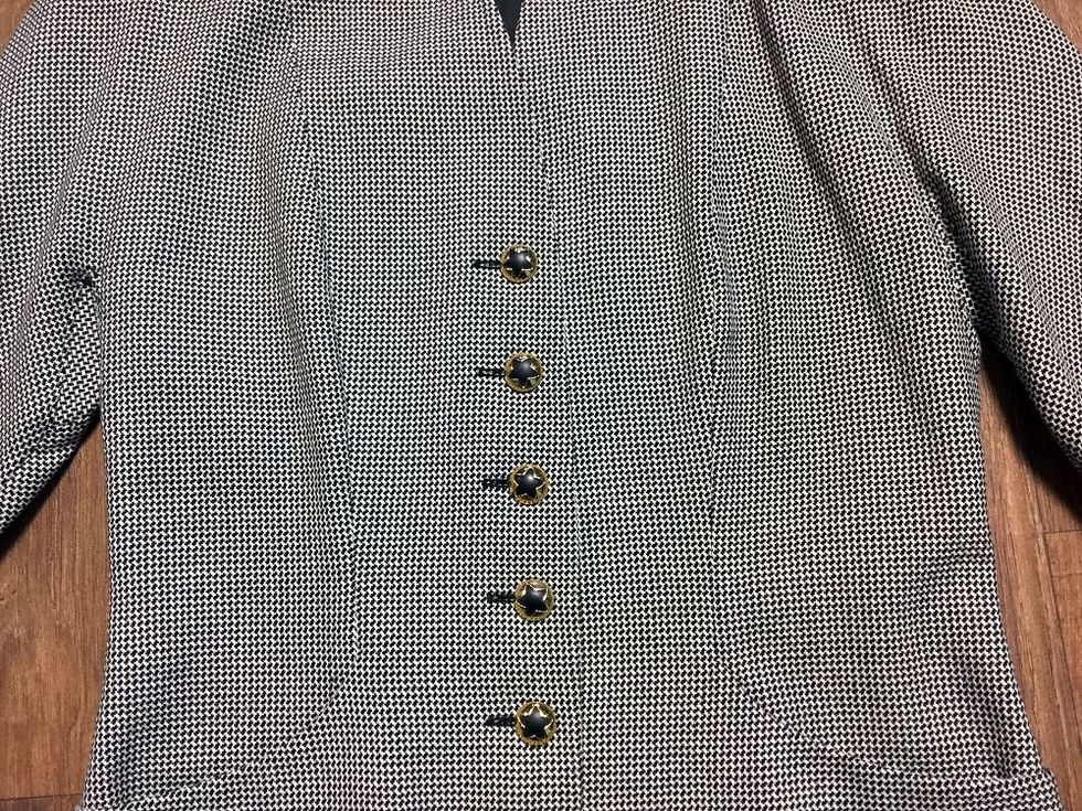 Thumbnail: 1980s Vintage Karl Lagerfeld Monochrome Blazer/Jacket UK Size 14