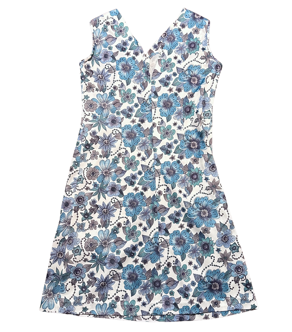 Thumbnail: 1970s Vintage Bold Blue Floral Day Dress | Vintage Dresses | Vintage Clothing | 1970s Style
