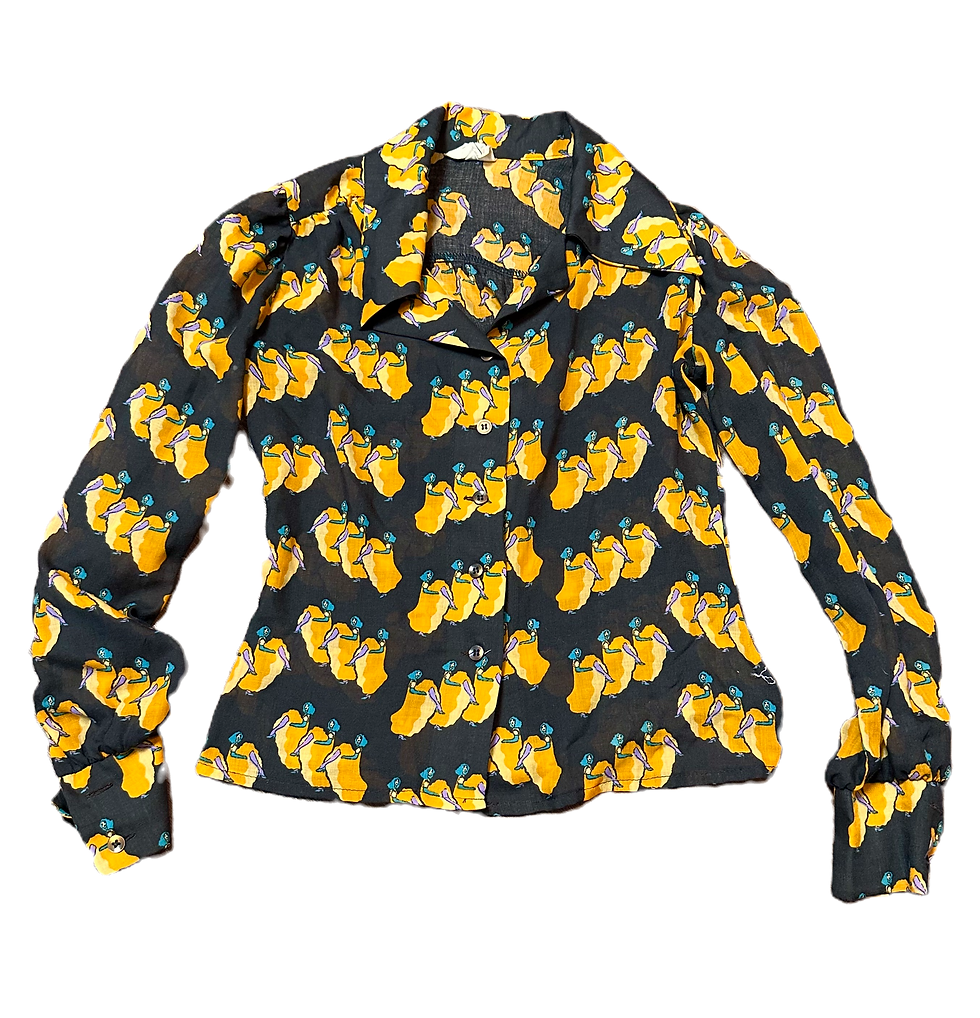 1970s Vintage Pia & Paula Can-Can Print Blouse Size 8 £38