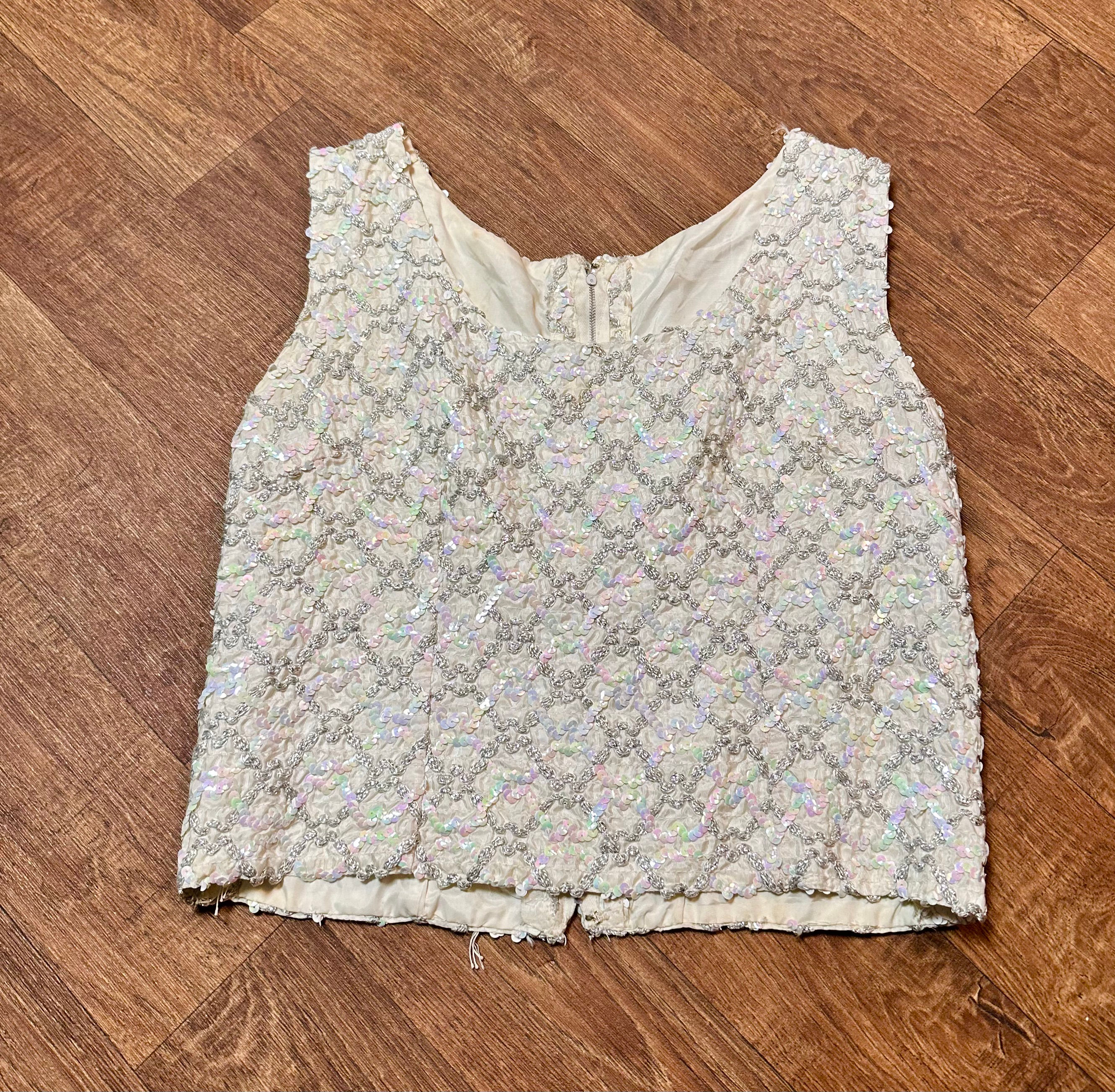 Vintage Shift Top | 1950s Sequin Top | Vintage Clothing | Fashion History