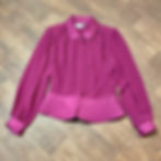 1970s Vintage Wine Quilted Peplum Blouse Size 12