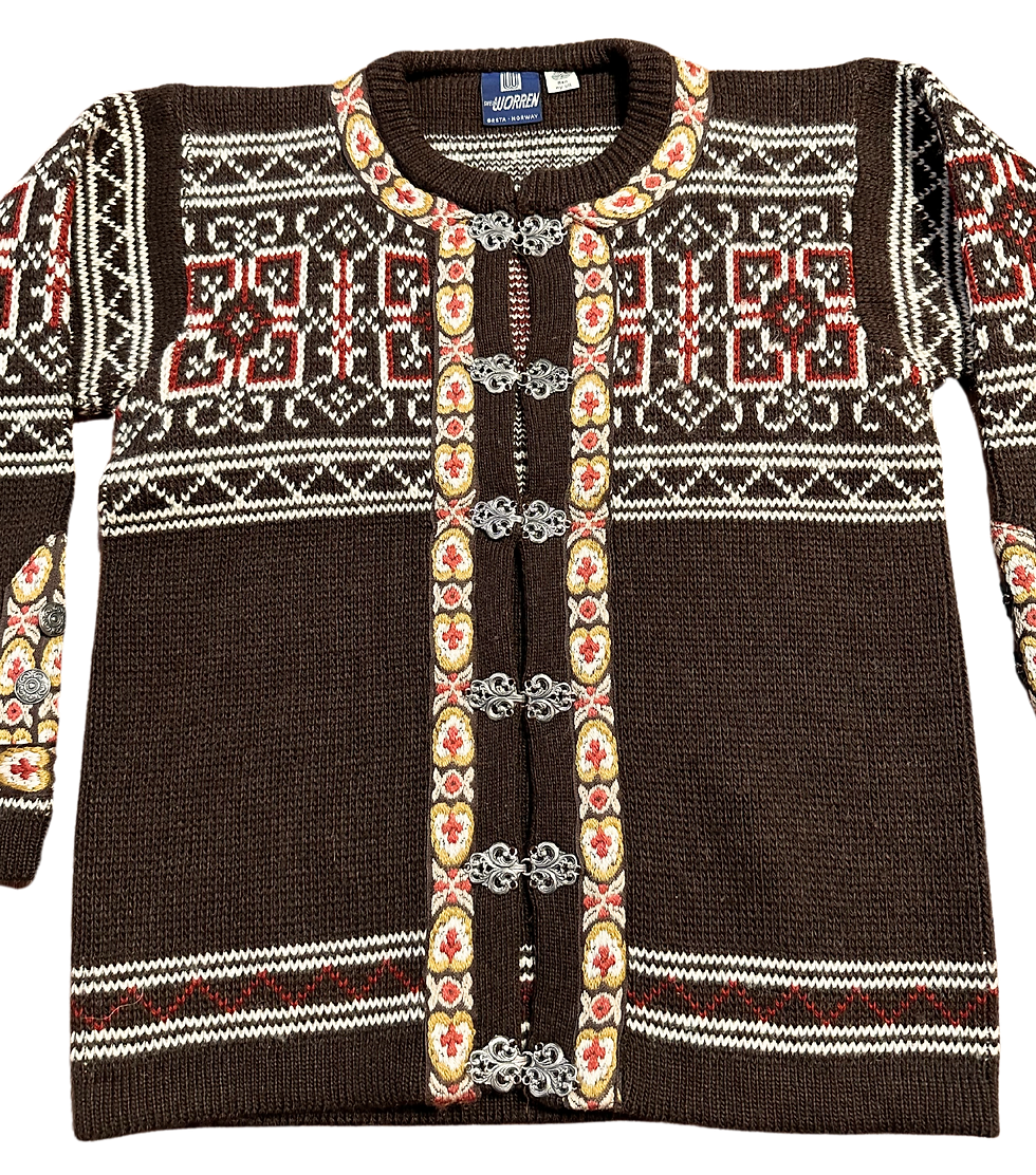 Norwegian Knit Cardigan | Vintage Knitwear | Retro Clothing | 1970s Style