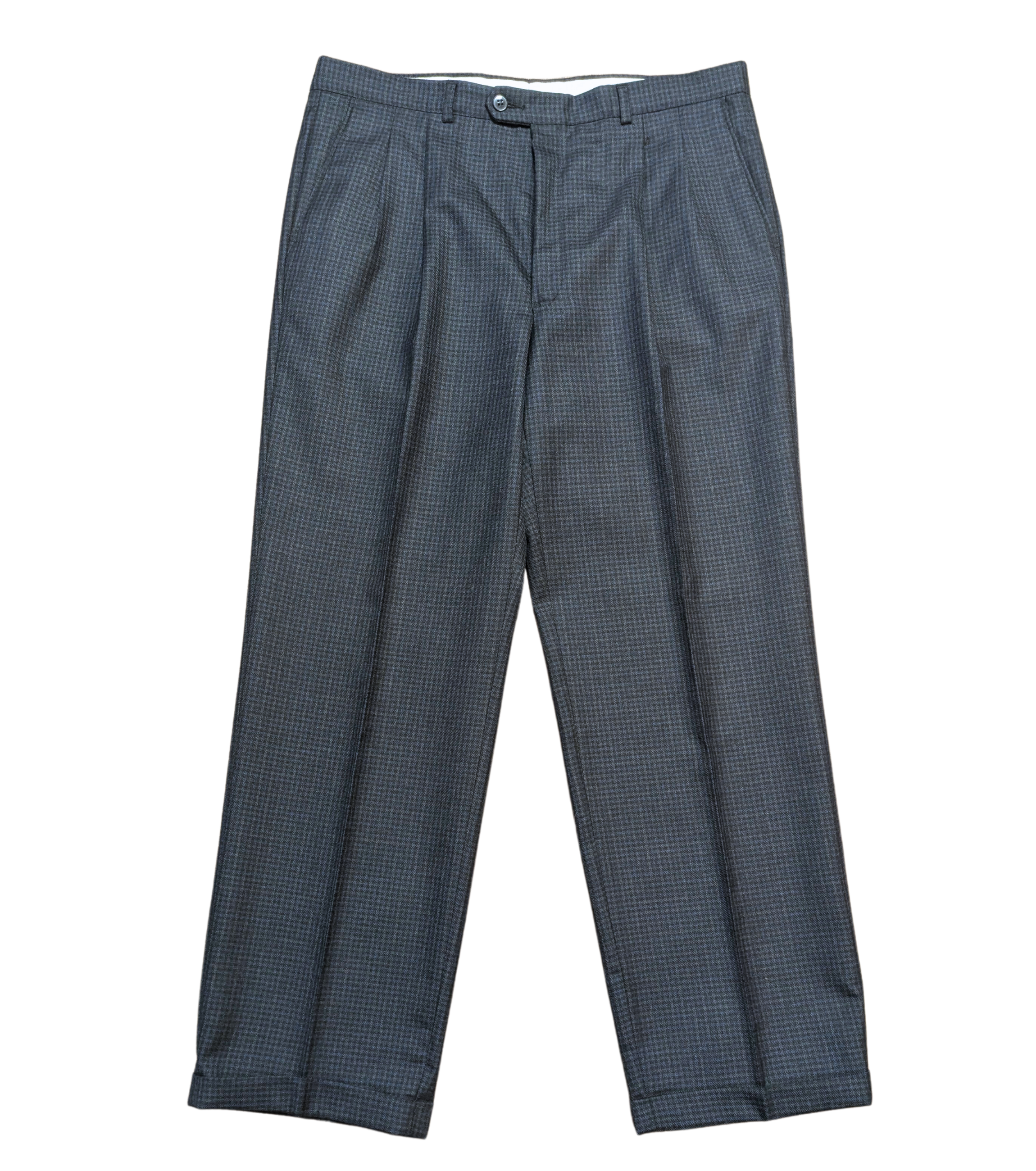 Mens Vintage Navy Check Jaeger Trousers | Vintage Trousers | Fashion History