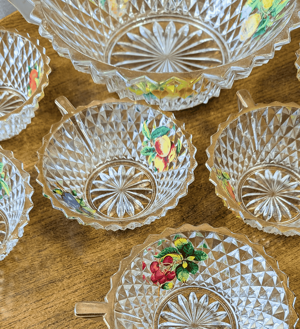 Thumbnail: 1950s Punch Bowl Set | Vintage Pressed Glass | Vintage Collectibles | Unique Gift