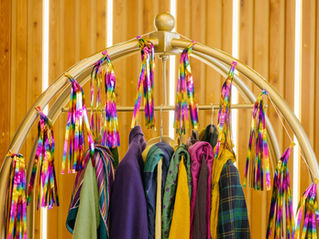 A beautiful and colourful display of a vintage clothing collection