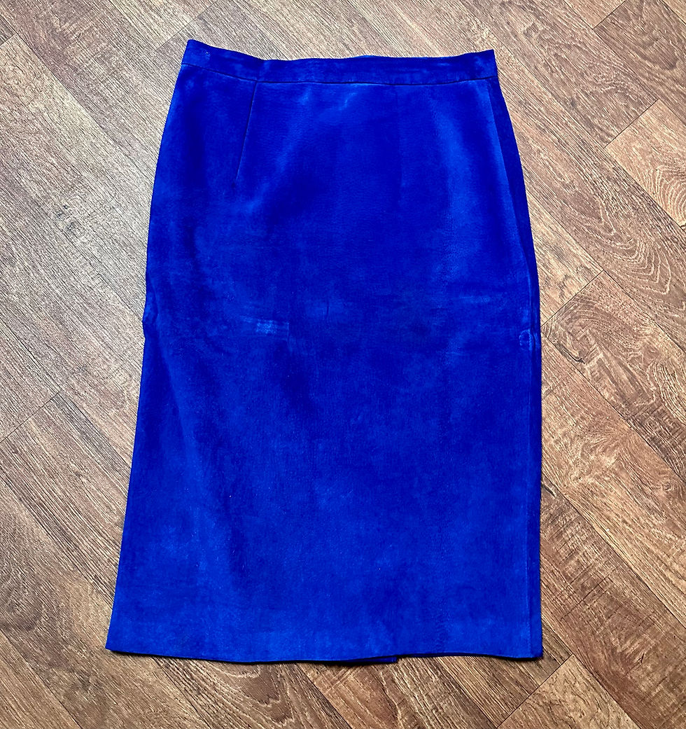 Thumbnail: 1980s Skirt Suit | Blue Suede Skirt Suit | Unique Vintage | 1980s Clothing