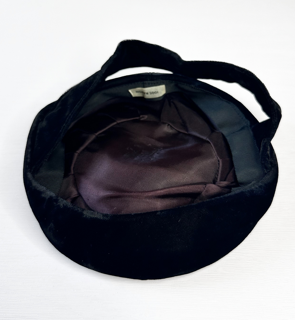 Thumbnail: Vintage Hat | 1960s Vintage Black Velvet Pill Box Hat