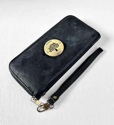 Mulberry Purse Designer Vintage Mulberry Black Leather Purse