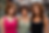 Three women showing classic 1990s hairstyles including the Rachel layered cut, curly bob and voluminous blowout