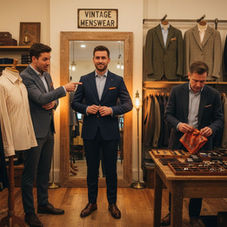 vintage menswear shopping scene
