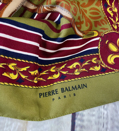 Designer Scarf Vintage Pierre Balmain Equestrian Print Scarf