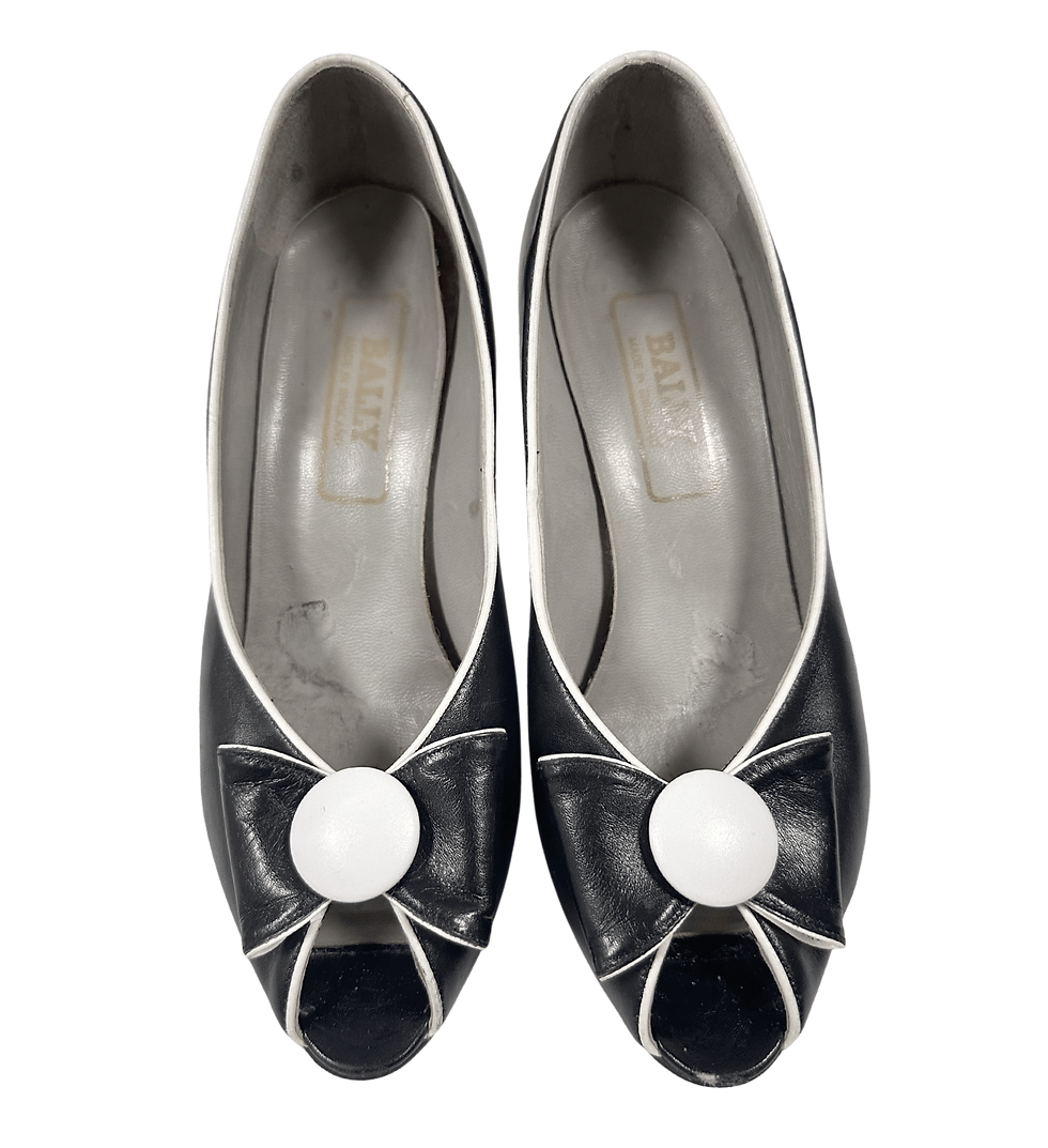Vintage Shoes | Vintage Bally Shoes | Leather Peep Toes | Monochrome Style