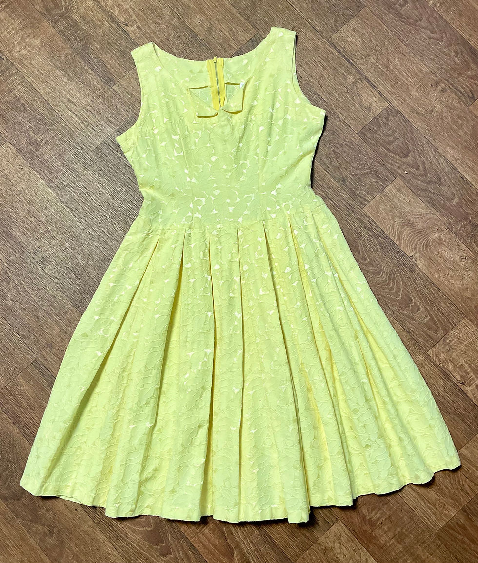 1950s Vintage Lemon Brocade Swing Dress Size 12