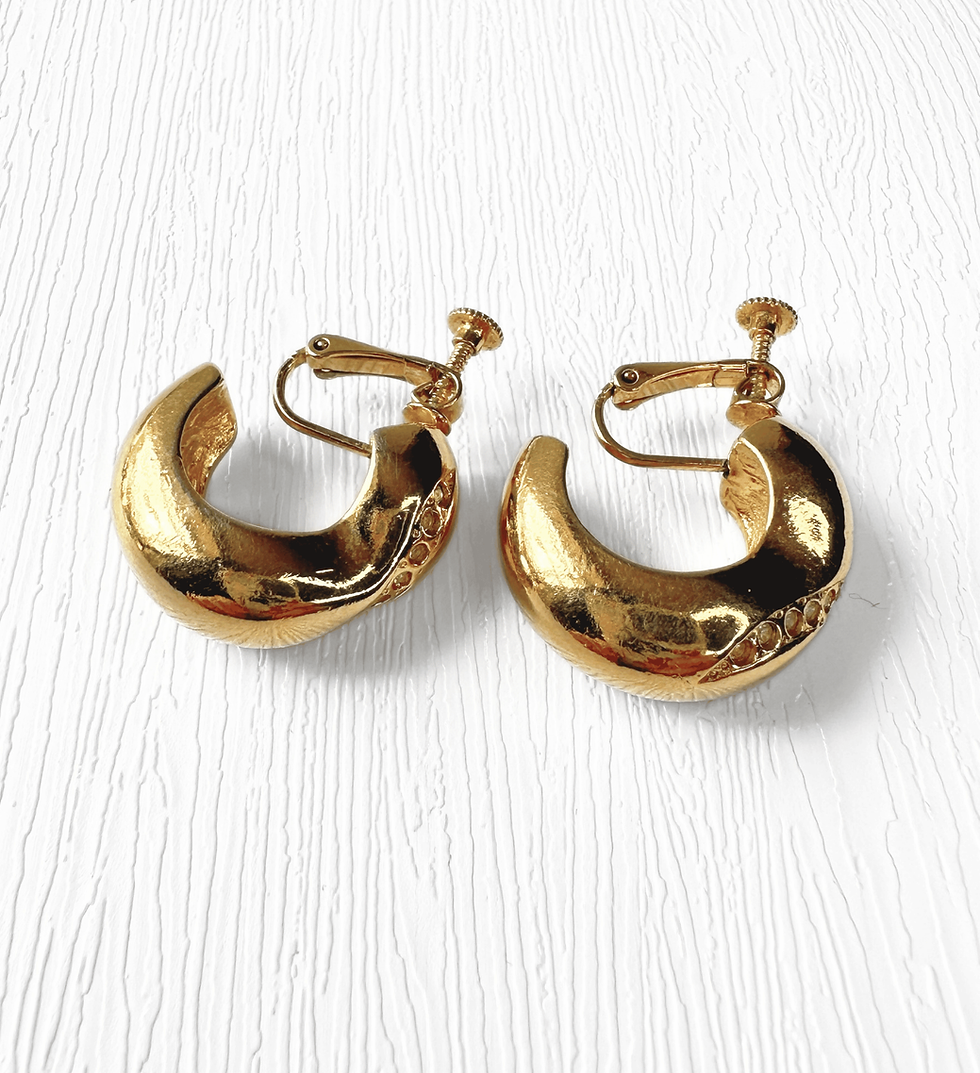 Vintage AVON chunky gold tone hoop earrings with diamanté detail