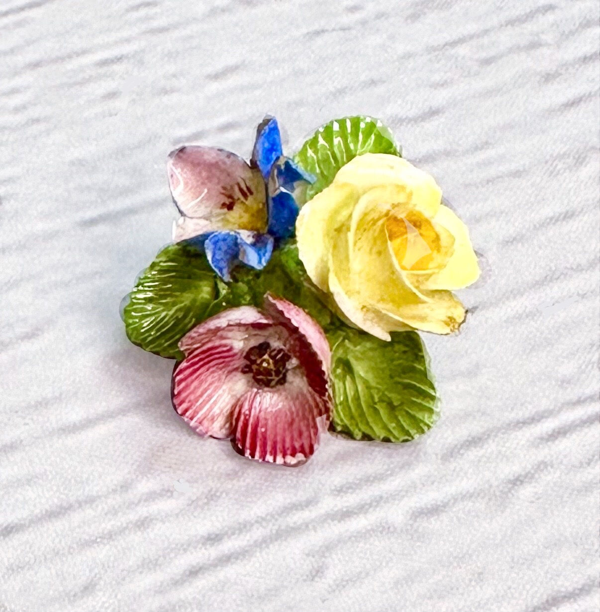 Vintage Ceramic Flower Posy Brooch