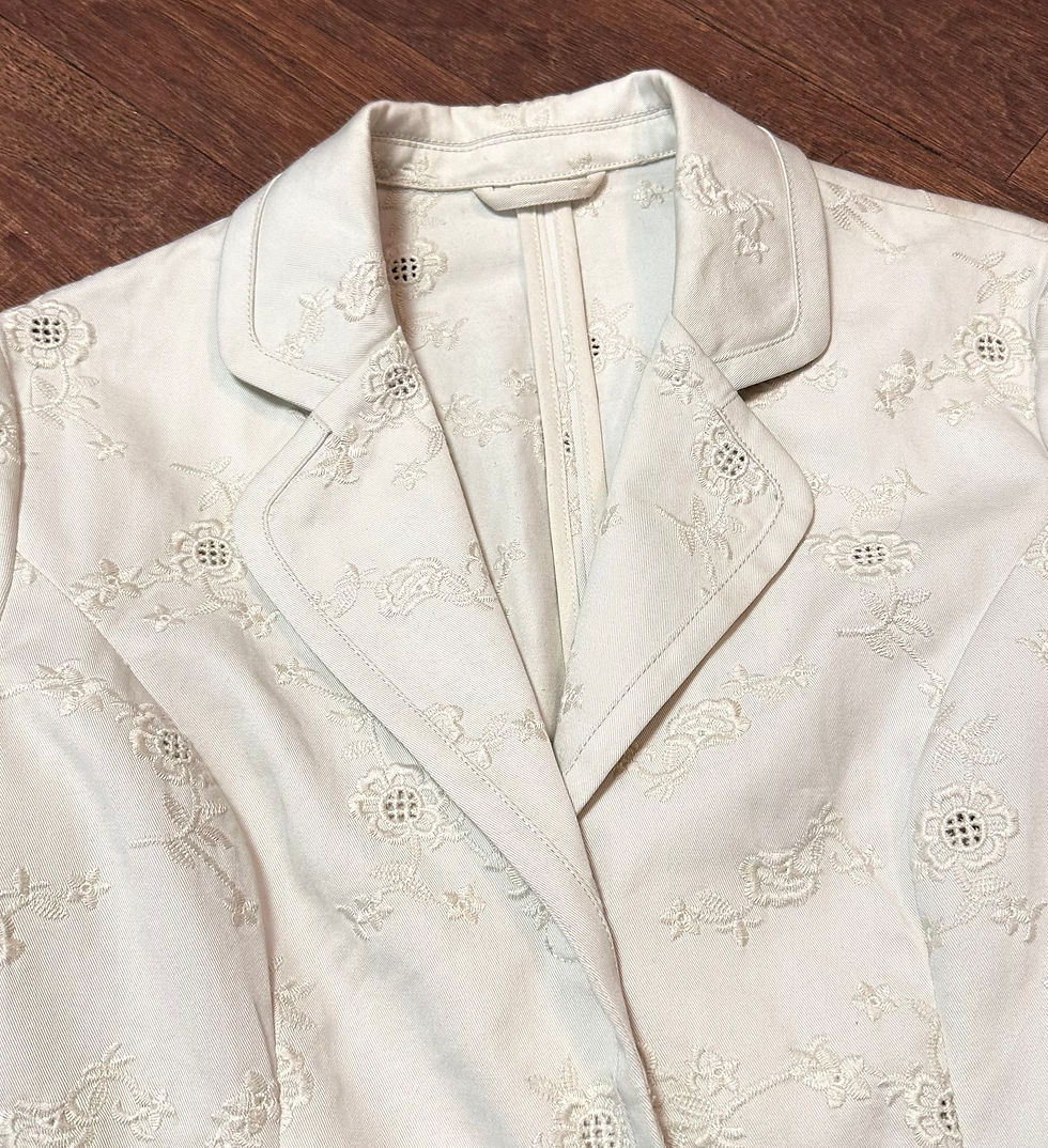 Thumbnail: 1990s Vintage Cream Embroidered Twill Jacket | Vintage Clothing | Vintage Style