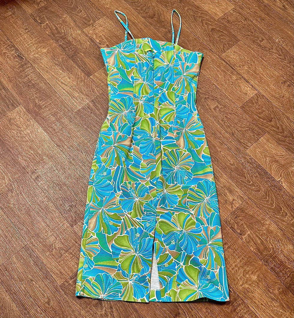 Thumbnail: Designer Vintage Masnada Aqua Pencil Dress | Vintage Dress | Vintage Clothing