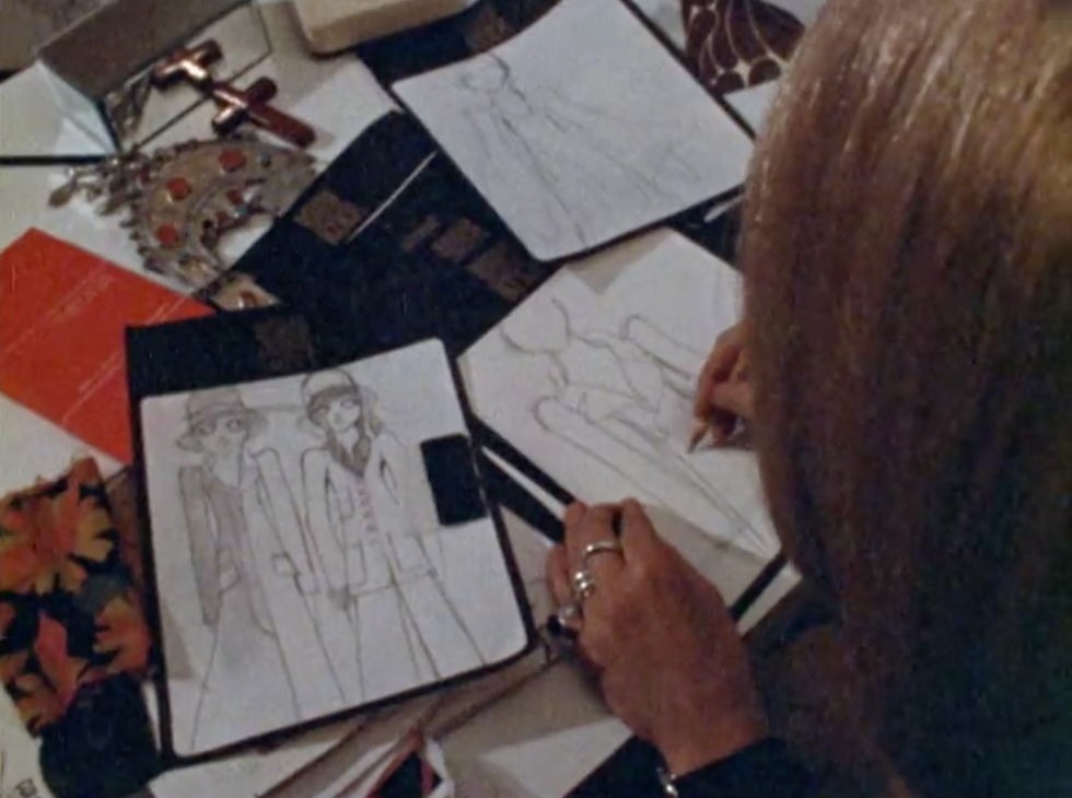 From the 1970s documentary, Barbara Hulanicki sketches out the next B