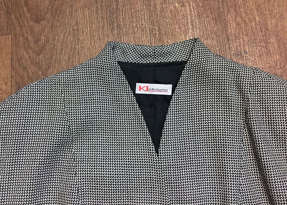 Thumbnail: 1980s Vintage Karl Lagerfeld Monochrome Blazer/Jacket UK Size 14