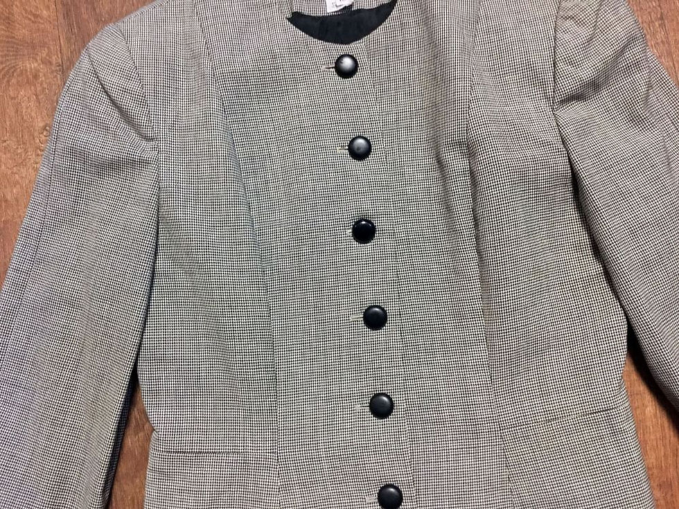 Thumbnail: 1980s Designer Vintage Dior Monochrome Blazer/Jacket UK Size 12