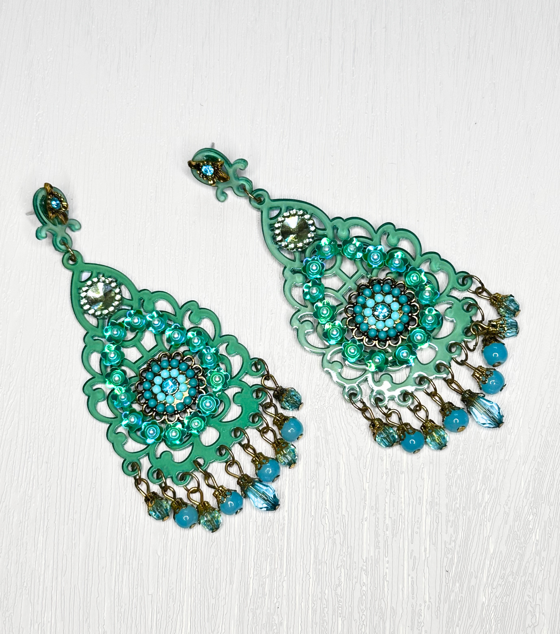 Retro Jade Green Statement Earrings