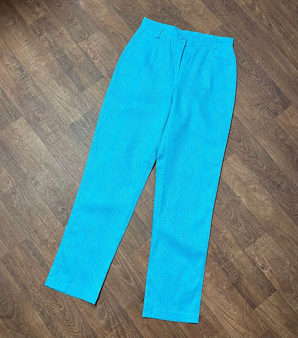 1990s Vintage Turquoise Snake Print Trousers Size 12 £28