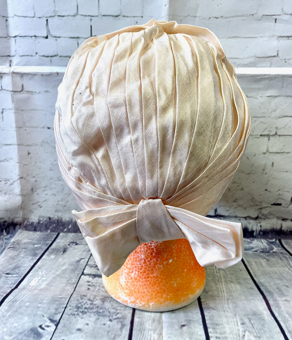 Mid Century Vintage Cream Pleated Hat