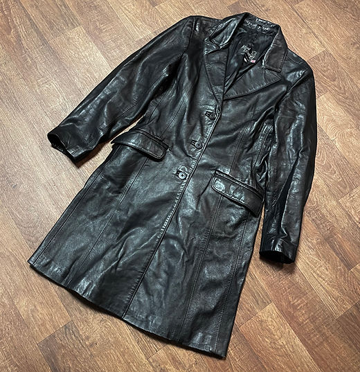 Black longline leather jacket cheap