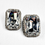 Thumbnail: angled view of rectangular clear rhinestone earrings with framed setting