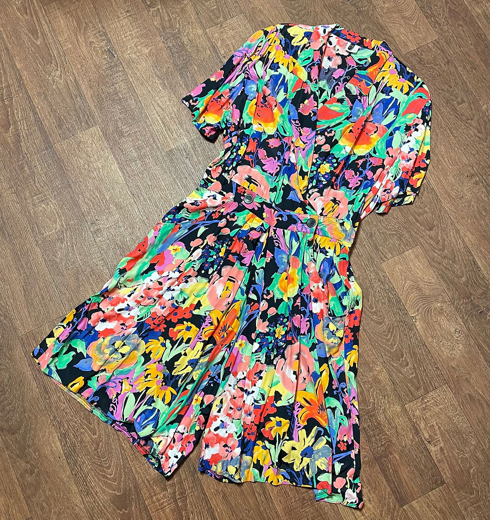 1980s Vintage Tropical Floral Playsuit Size 16/18