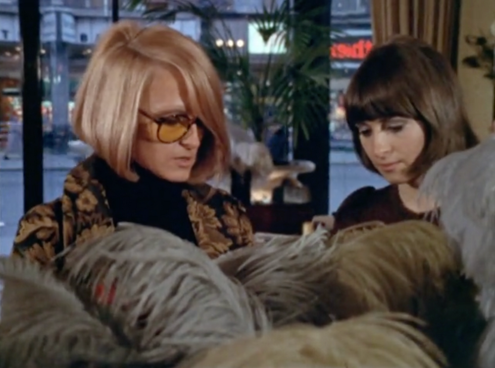 Barbara Hulanicki in the 1970 Biba documentary, reviewing items in the store.
