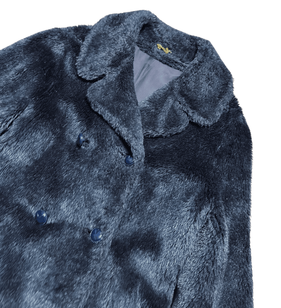 Oversized Vintage Coat | Petrol Grey Borg Coat | 1970s Clothing | Retro Style