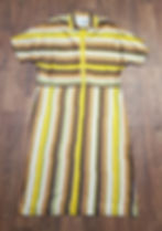 1970s Vintage Mustard Striped Shirtwaister Dress UK Size 18