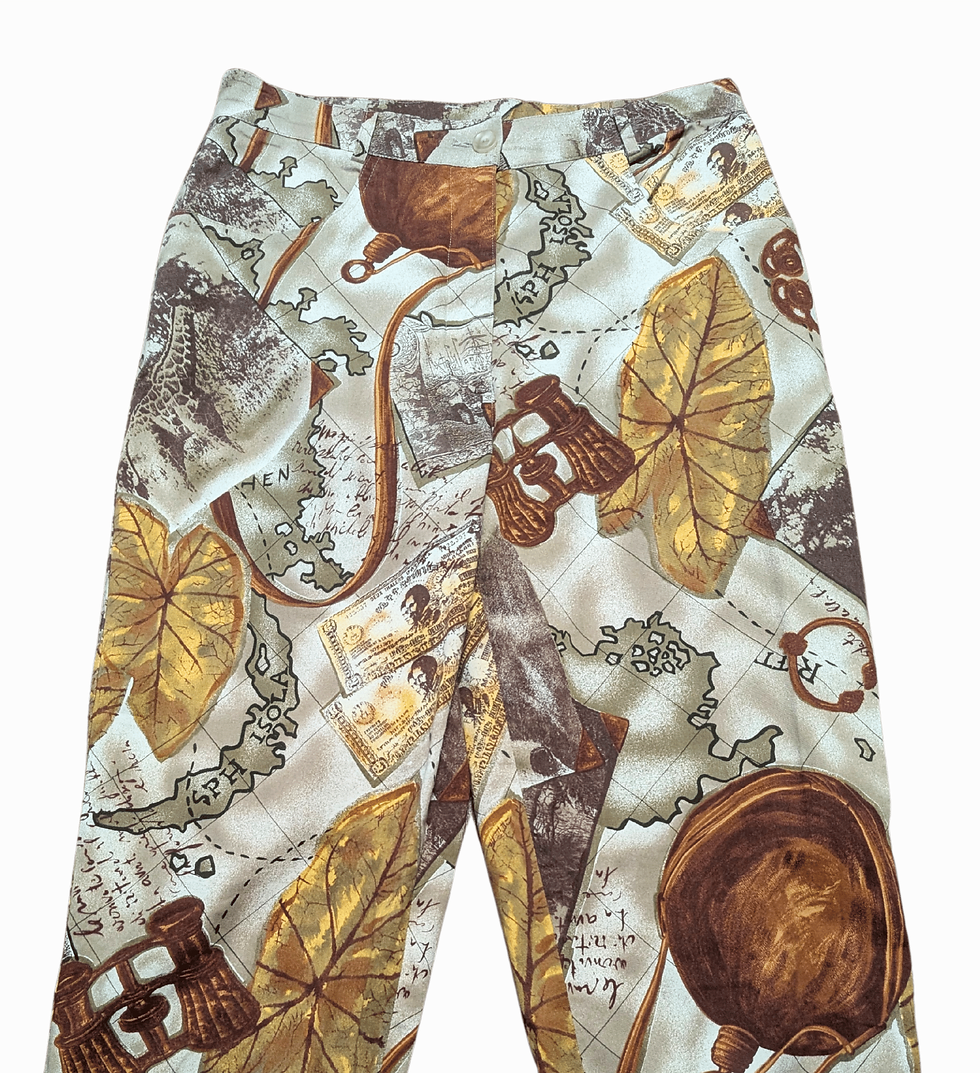 Map Print Vintage Trousers | Vintage Mondi Trousers | Retro Clothes | Unique Fashion