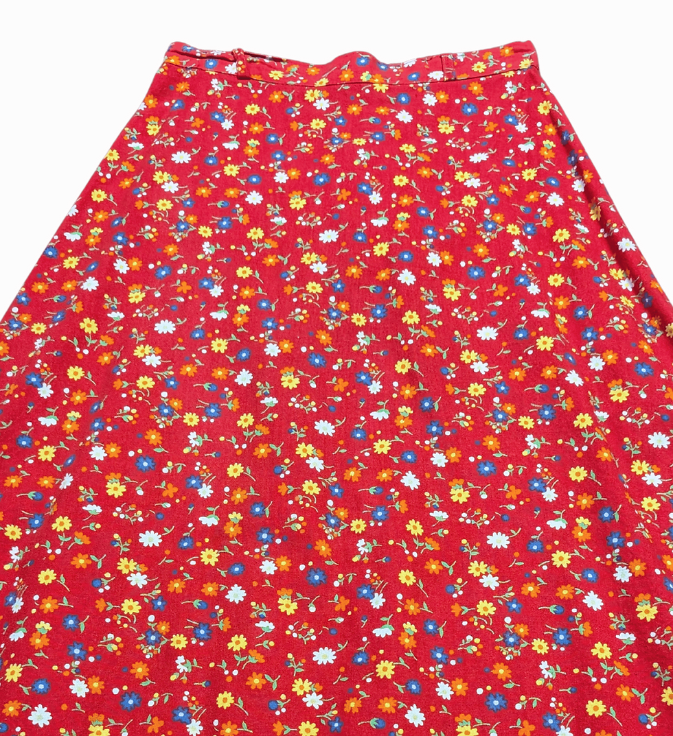 1970s Skirt | Vintage Ditsy Floral Skirt | Unique Vintage | 1970s Style