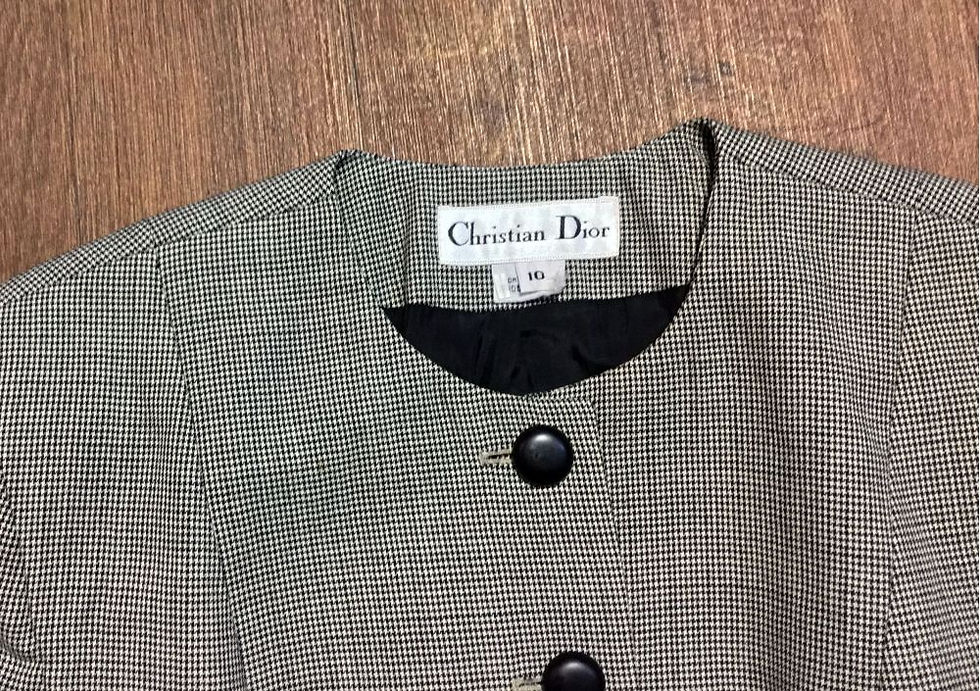 Thumbnail: 1980s Designer Vintage Dior Monochrome Blazer/Jacket UK Size 12