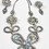 Thumbnail: close up of vintage aurora borealis diamanté necklace and earrings showing sparkling prismatic stones
