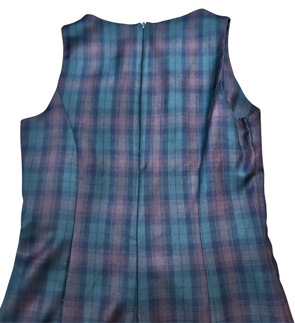Thumbnail: 90s Laura Ashley Tartan Wool Dress | Classic Vintage Office Style | UK 12