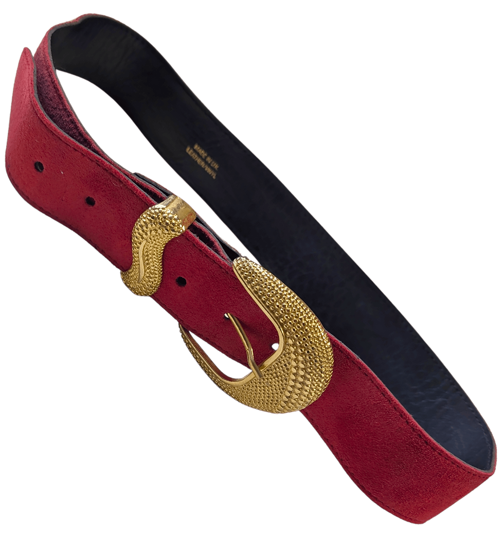 Thumbnail: 1980s Belt | Vintage Red Leather Belt | 1980s Accessories | Vintage Fashion
