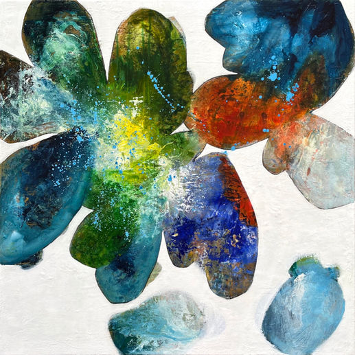 Abstract, nature, layers, intuitive, red, blue, green, form, shape, organic, harmony, joy, oneness