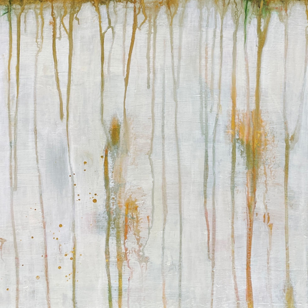 Abstract landscape, green, gold, white, 