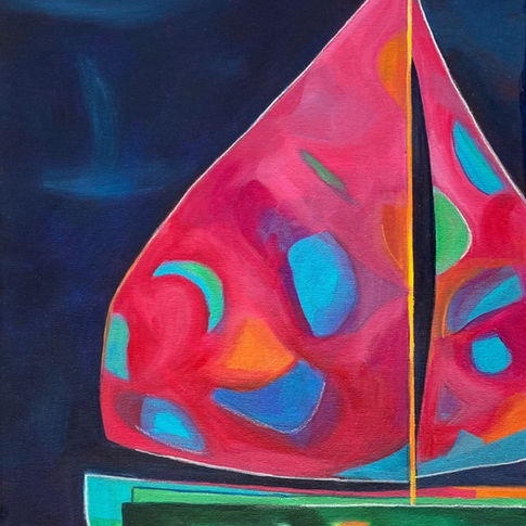 Sailboat, water, abstract