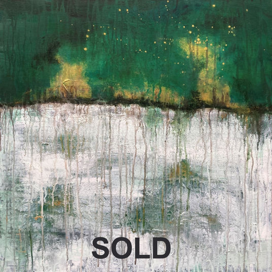 Green, gold, white, landscape, abstract