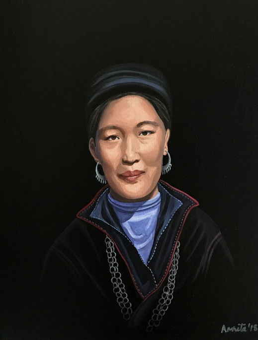H'mong, woman, Vietnam, grace, cheer, smile, happy, portrait, face, black
