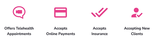 Accept credit cards, accepts insurance, accepts new clients