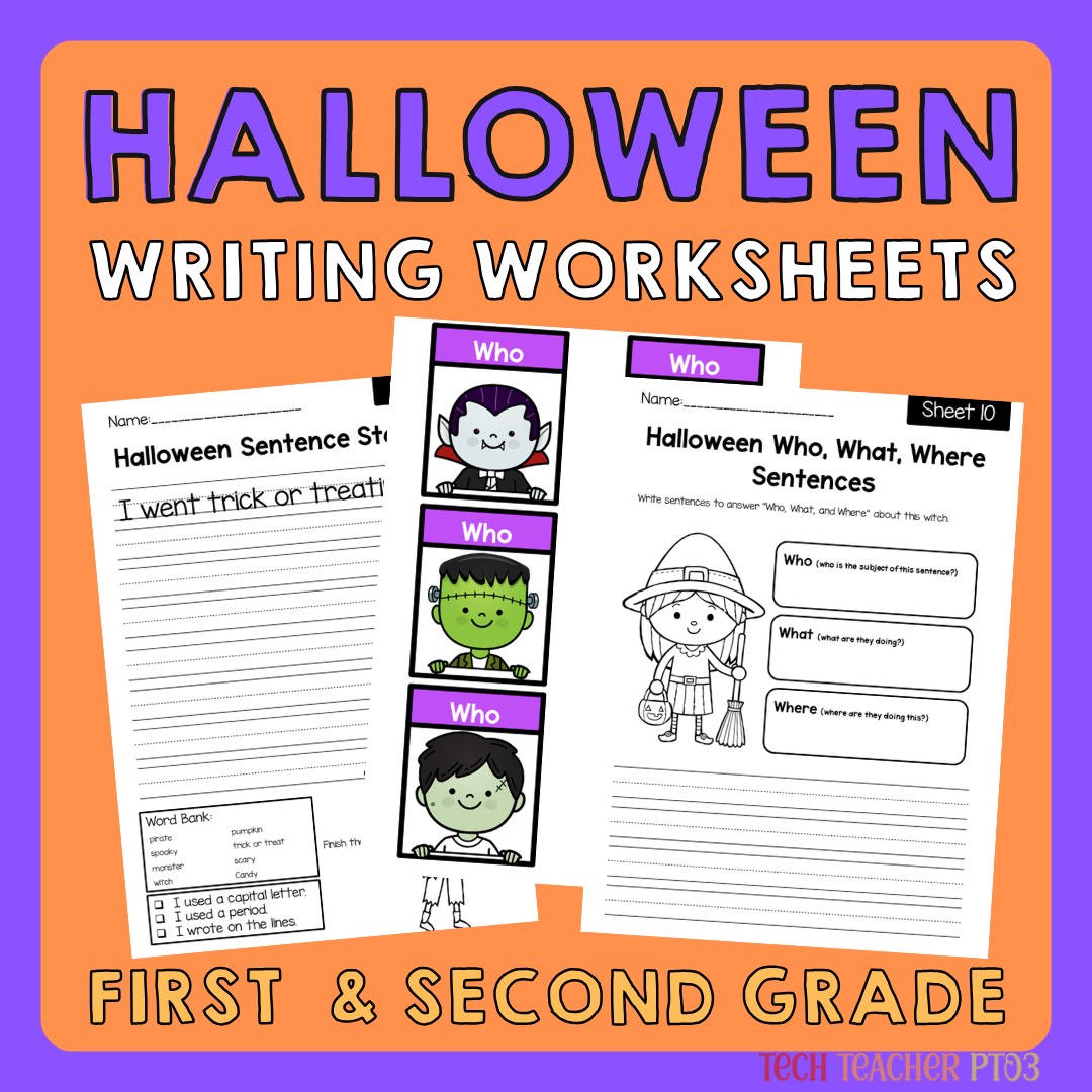 Halloween Writing Worksheets First Grade and Second Grade Literacy Centers Lesson Ideas