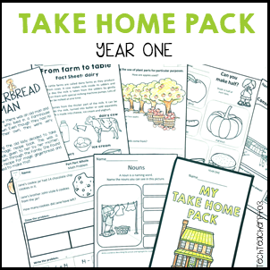 Take Home Pack Year One Homework No Prep